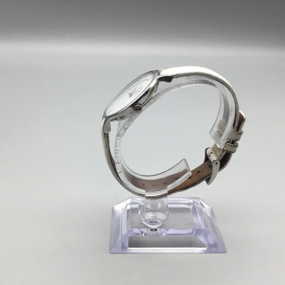 Skagen Watch Womens 30mm Silver Tone White Leather 358SSSD SKW2145 New Battery